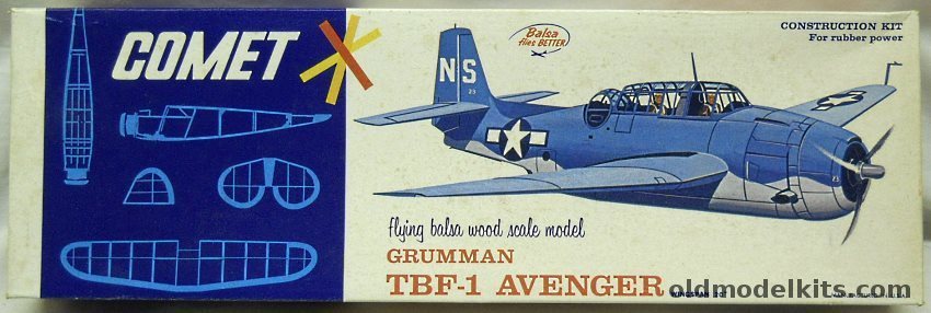 Comet Grumman TBF-1 Avenger - 20 inch Wingspan Flying Balsa Airplane Model - (TBF1 TBF), 3403-150 plastic model kit